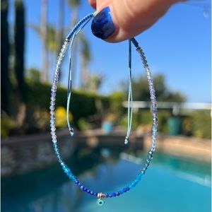 Mixed blue stone anklet with evil eye 🧿